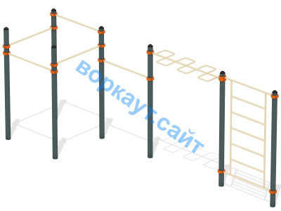 Воркаут турники с шведской стенкой и рукоходом  ВС-21 в Республике Северная Осетия (Алания)