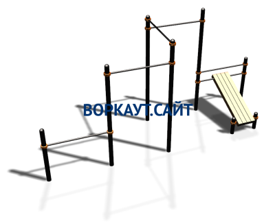 Воркаут комплекс разноуровневых турников со скамьей для пресса ВС-37 в Республике Северная Осетия (Алания)
