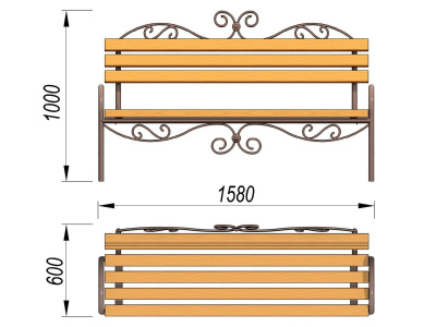 Лавочка кованная МАФ 1606 в Республике Северная Осетия (Алания)