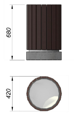 Урна деревянная круглая с бетонным основанием МАФ 1632 в Республике Северная Осетия (Алания)
