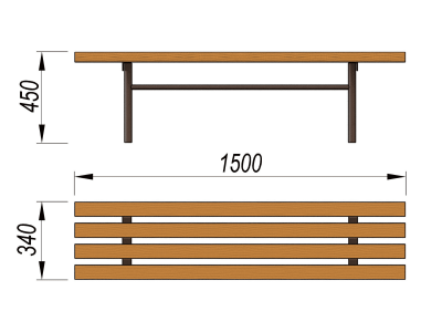 Лавочка без спинки МАФ 1601 в Республике Северная Осетия (Алания)