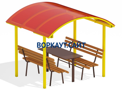 Стол и лавки под навесом МАФ 4005 в Республике Северная Осетия (Алания)